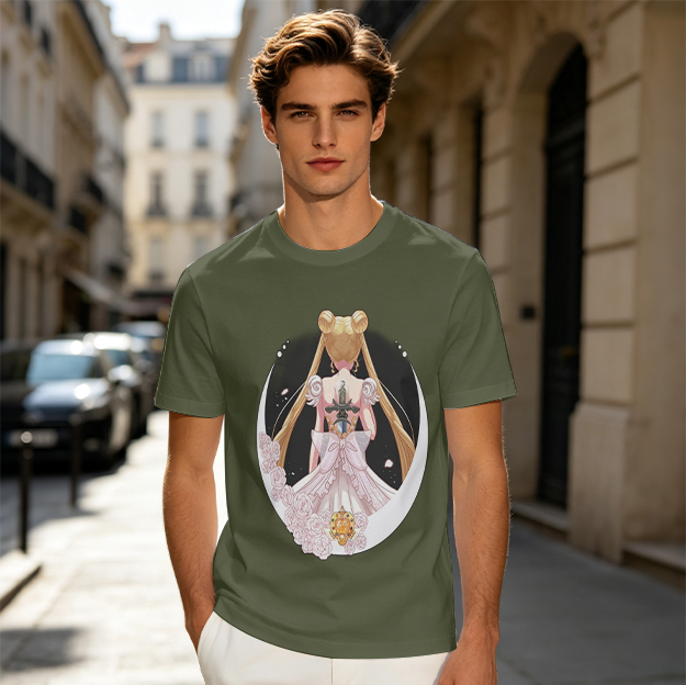 Olive T-shirt with Princess Serenity Back Print