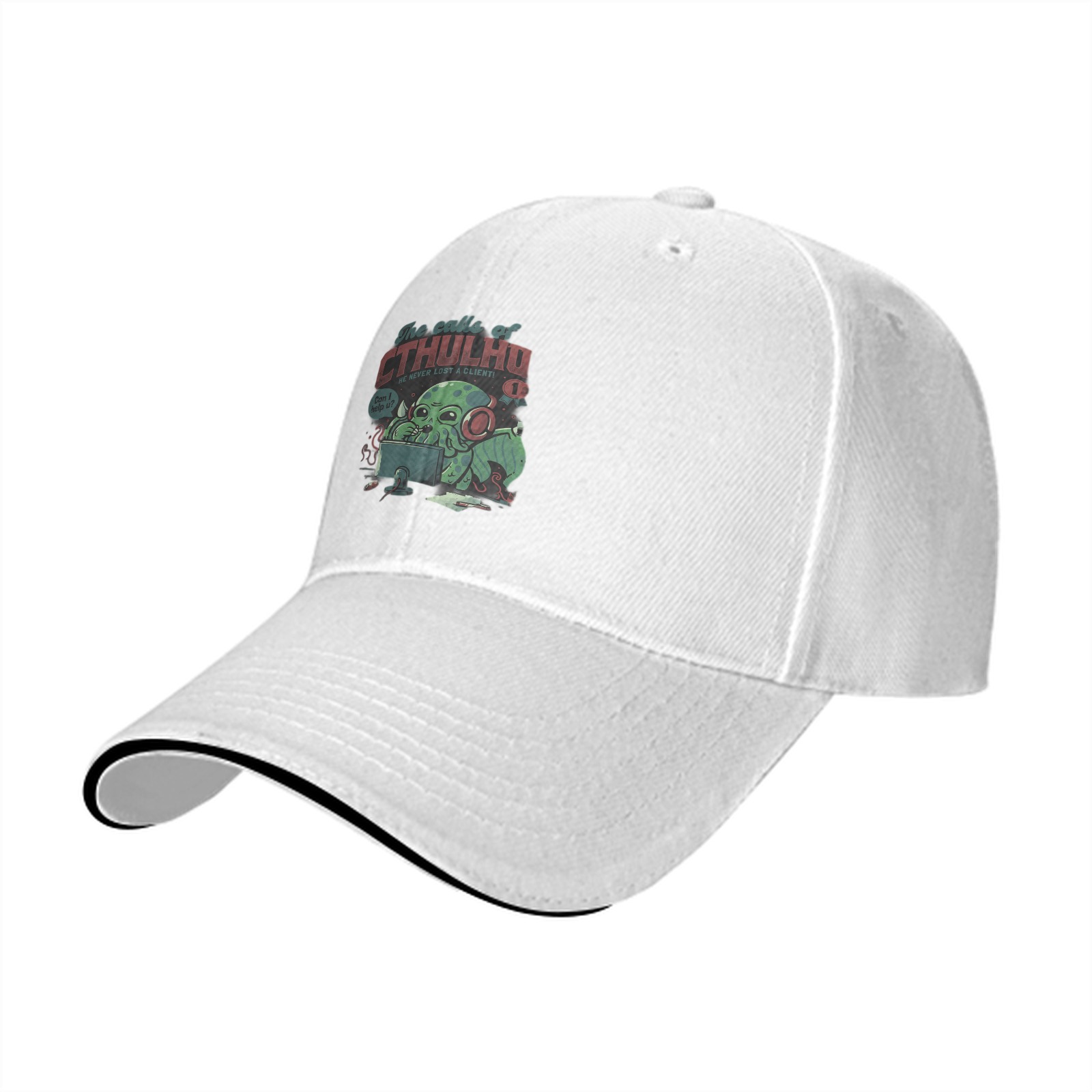 Black Baseball Cap With Cthulhu Gamer Graphic Print