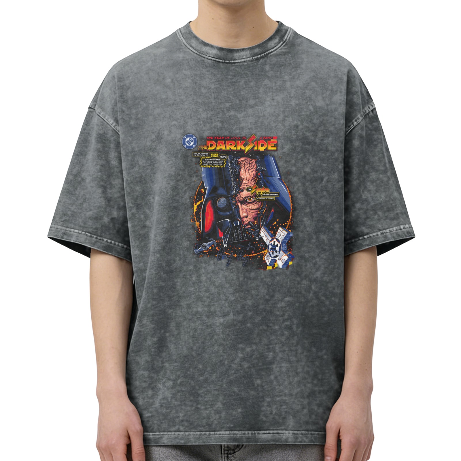 Washed Black T-Shirt with Star Wars Darth Vader Dark Side Graphic
