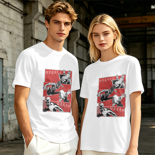 Olive T-shirt with Spider-Verse Style Comic Panels Print