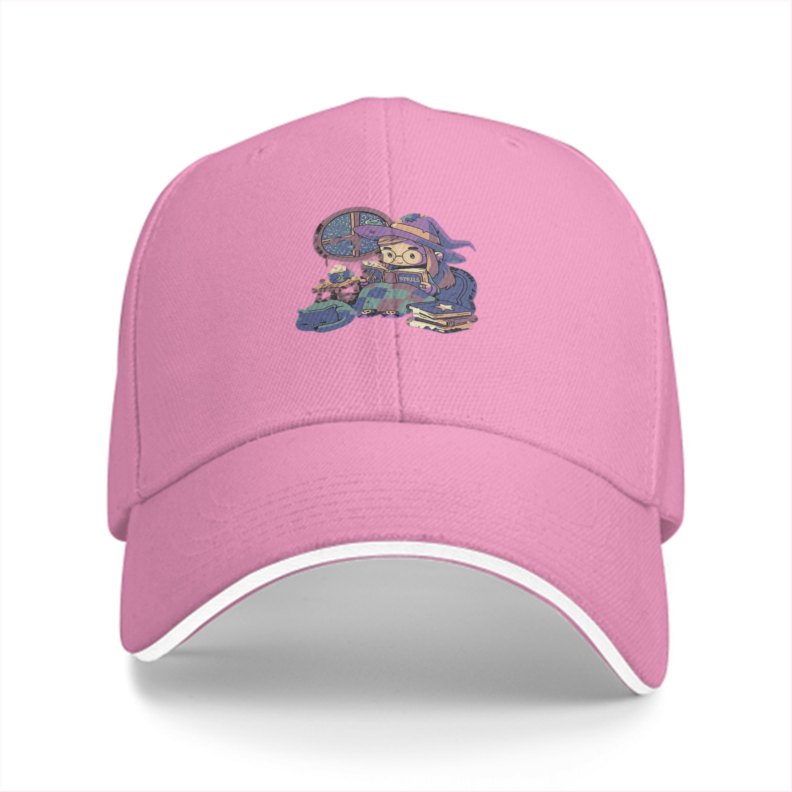 Black Baseball Cap With Cute Witch Reading Art Print
