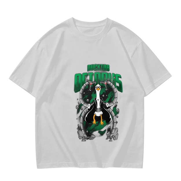 Olive T-Shirt With Ducktor Octopus Superhero Parody Print