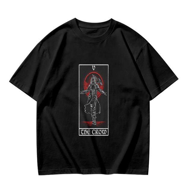 Olive T-Shirt With The Crow Tarot Style Graphic Print