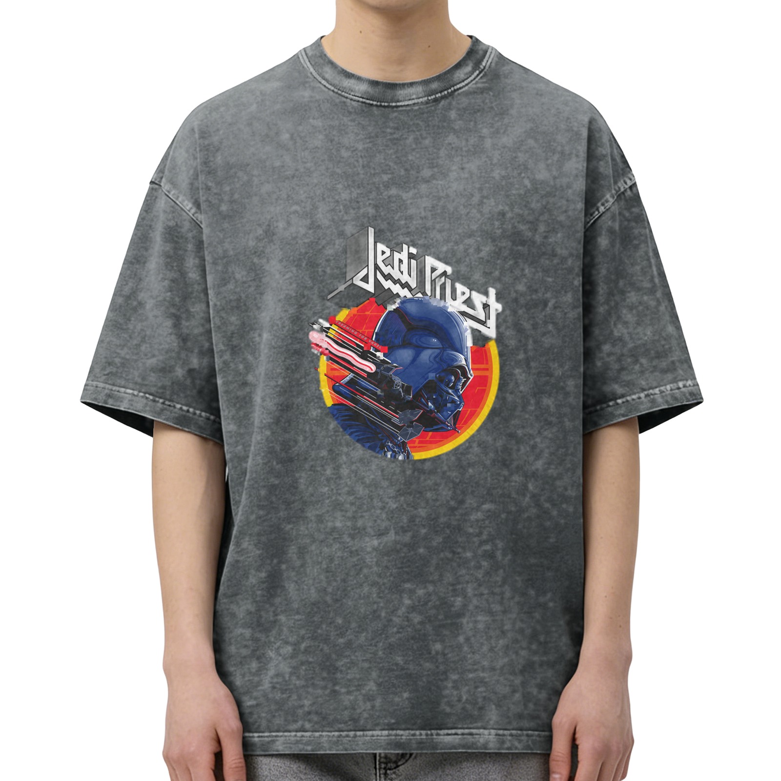 Jedi Priest Darth Vader Graphic Acid Wash Oversized T-Shirt