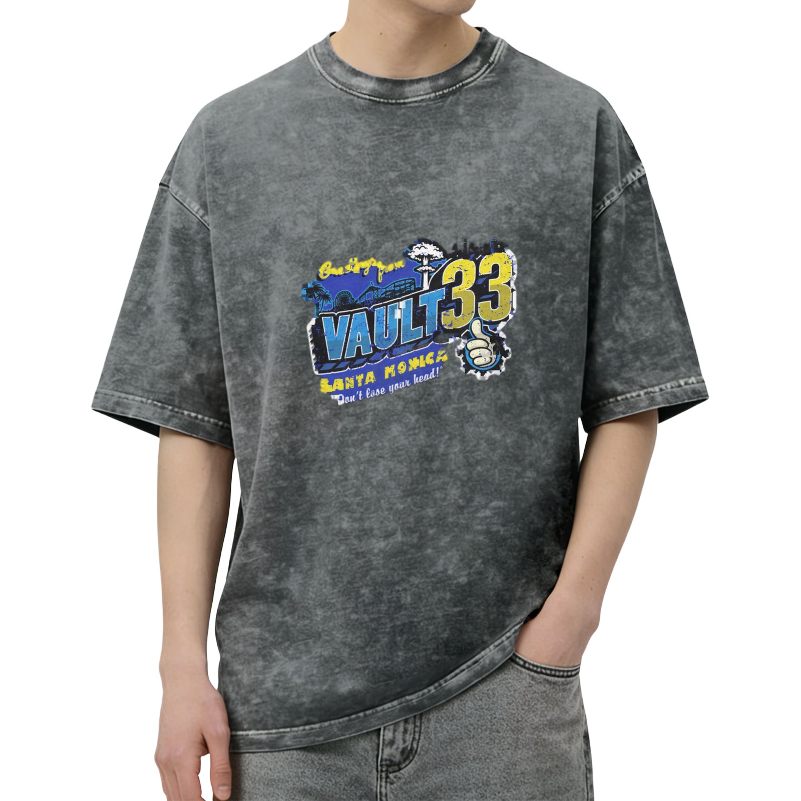 Fallout Vault 33 Santa Monica Acid Wash Graphic T-Shirt