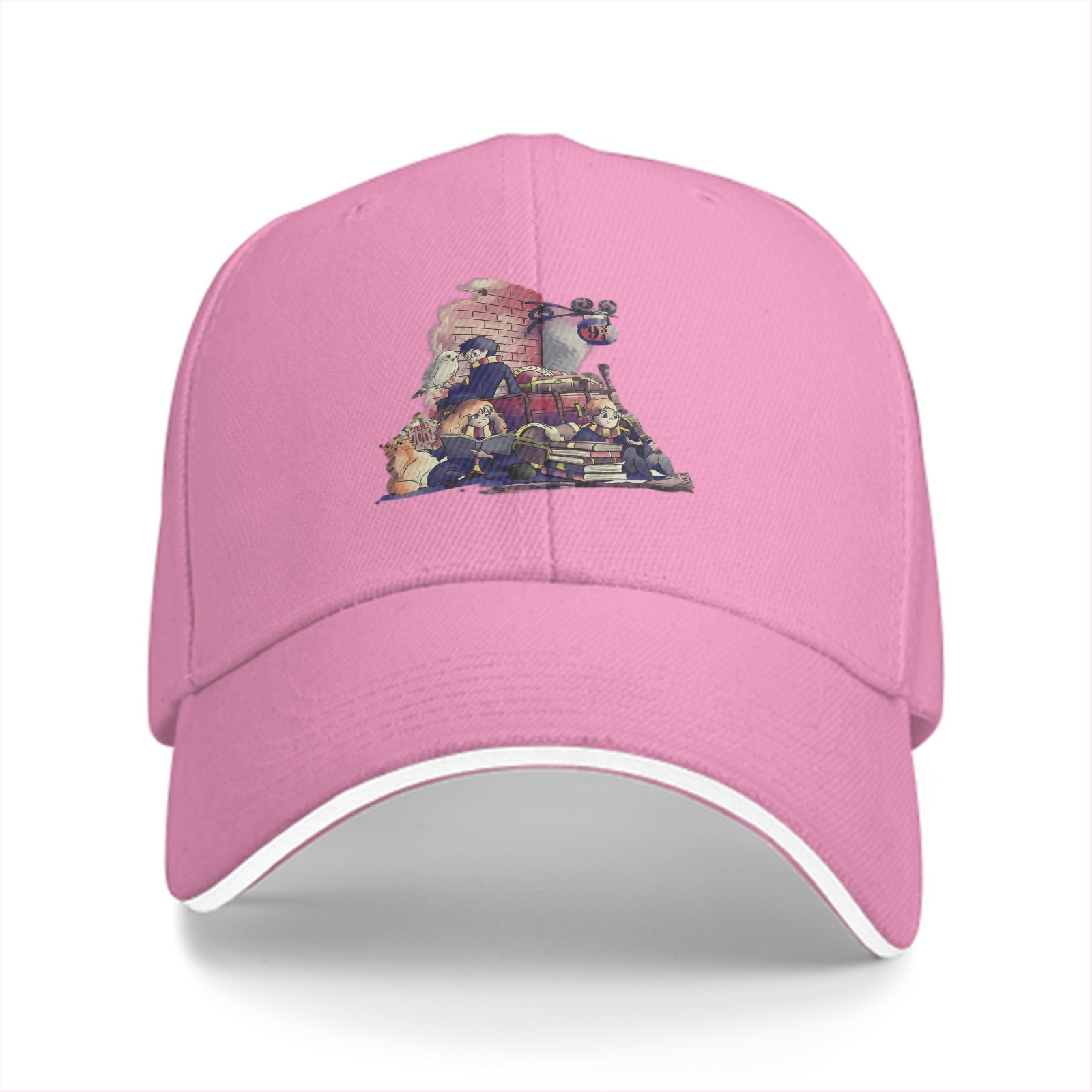 Black baseball cap with Harry Potter themed graphic print