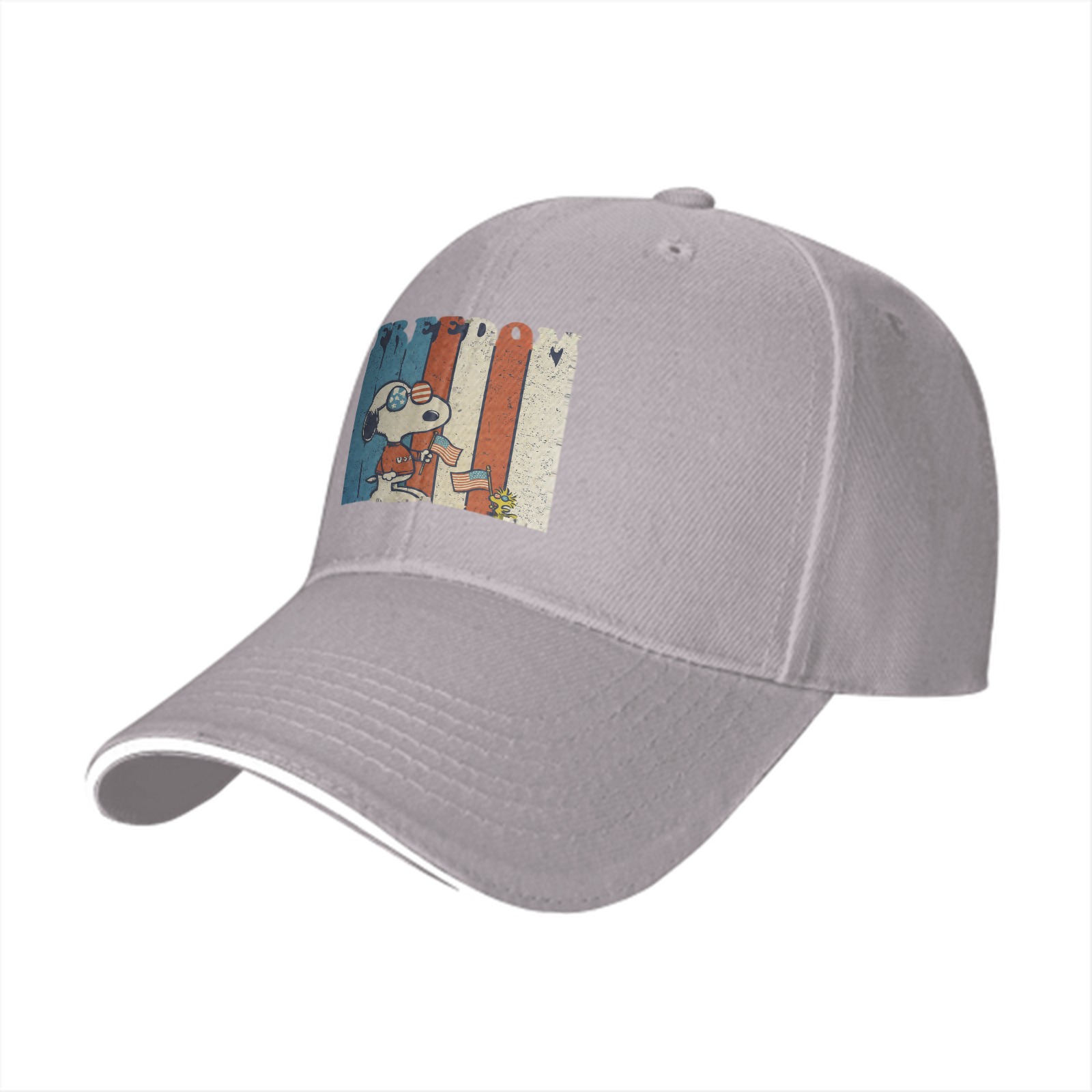 Black baseball cap with Snoopy Freedom patriotic graphic design