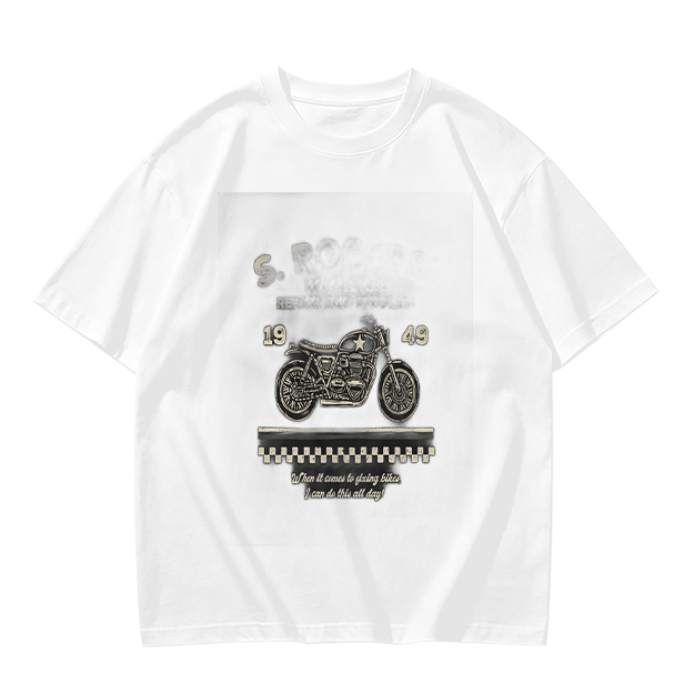 Olive Motorcycle Graphic T-Shirt With 1949 Checkered Print