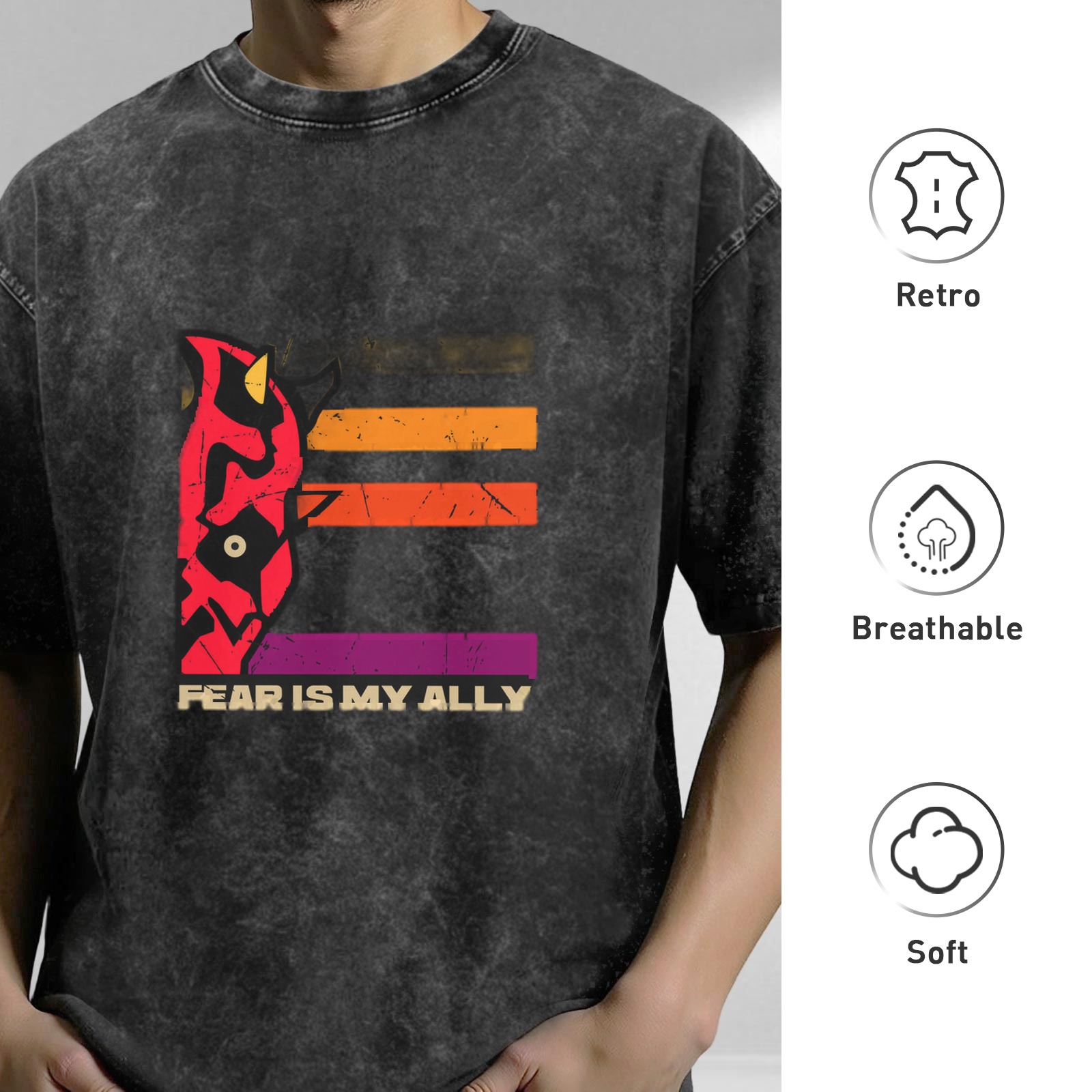 Fear Is My Ally Dark Washed Graphic T-Shirt