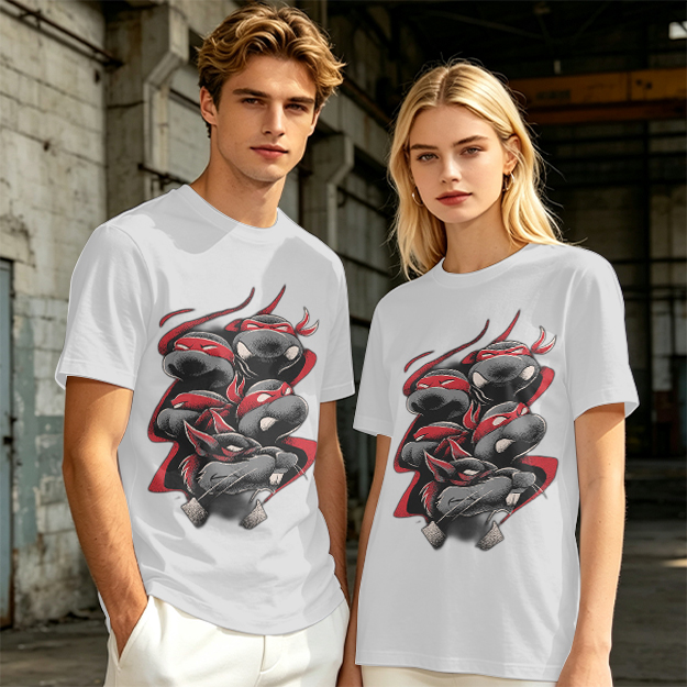 Olive T-Shirt with Red Bandana Ninja Turtle Graphic