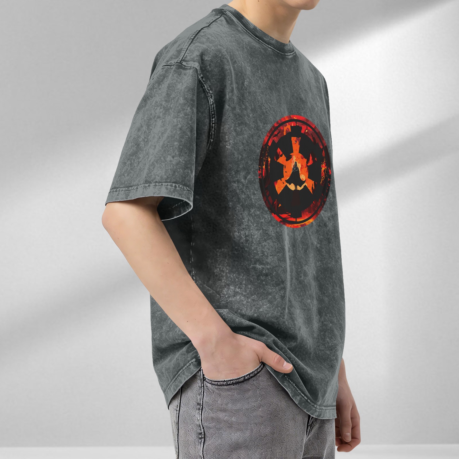 Star Wars Imperial Logo Darth Vader Silhouette Acid Wash T-Shirt