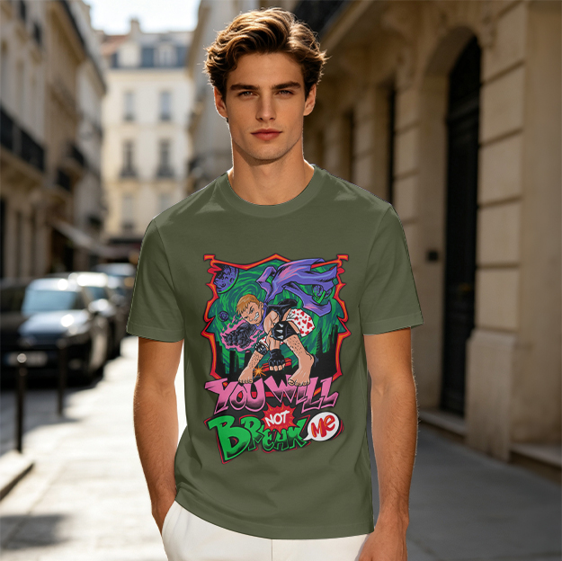 Olive Graphic T-Shirt With 'You Will Not Break Me' Artwork