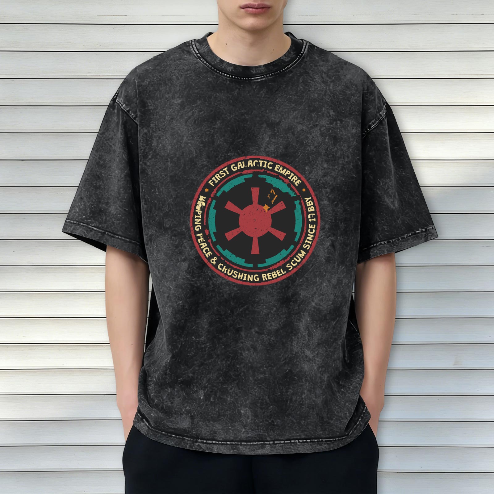 First Galactic Empire Distressed Graphic T-Shirt