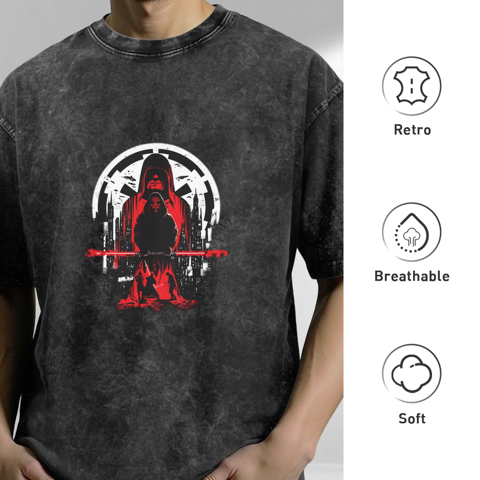 Star Wars Sith Lords Graphic Acid Wash Cotton T-Shirt
