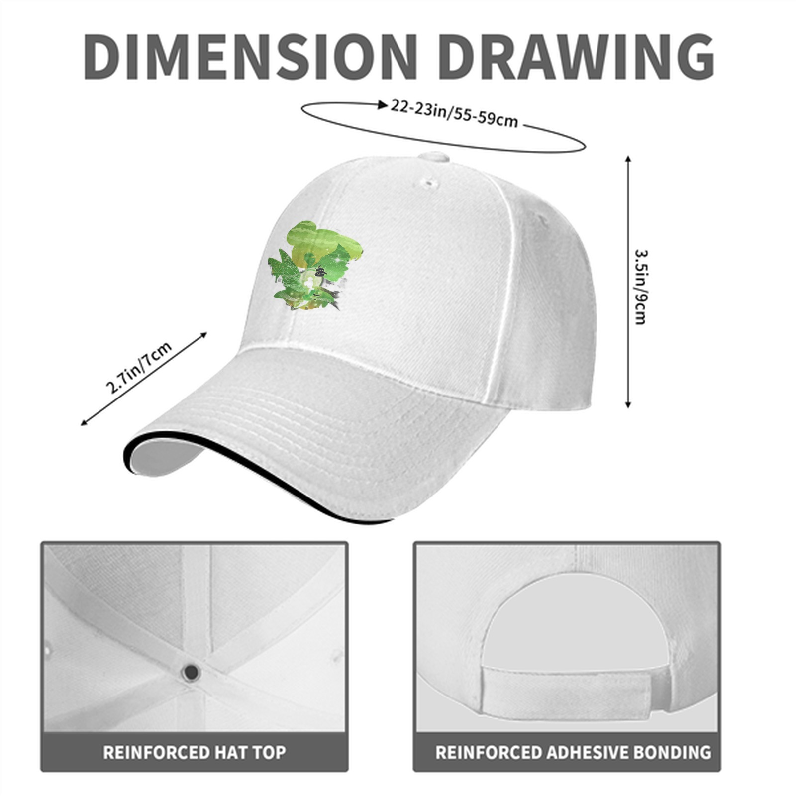 Black Baseball Cap With Green Fairy Silhouette Graphic
