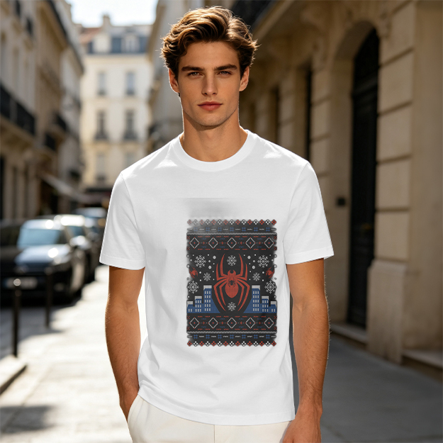 Olive T-Shirt with Spider-Man Christmas Holiday Print