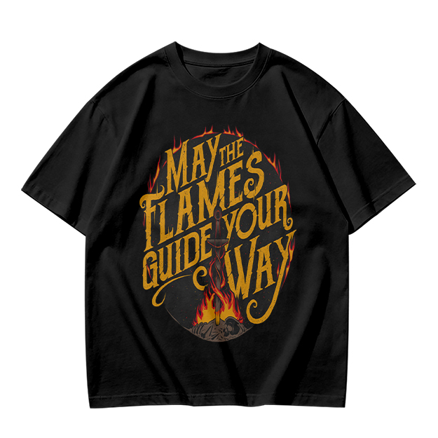 May The Flames Guide Your Way Graphic Olive T-Shirt