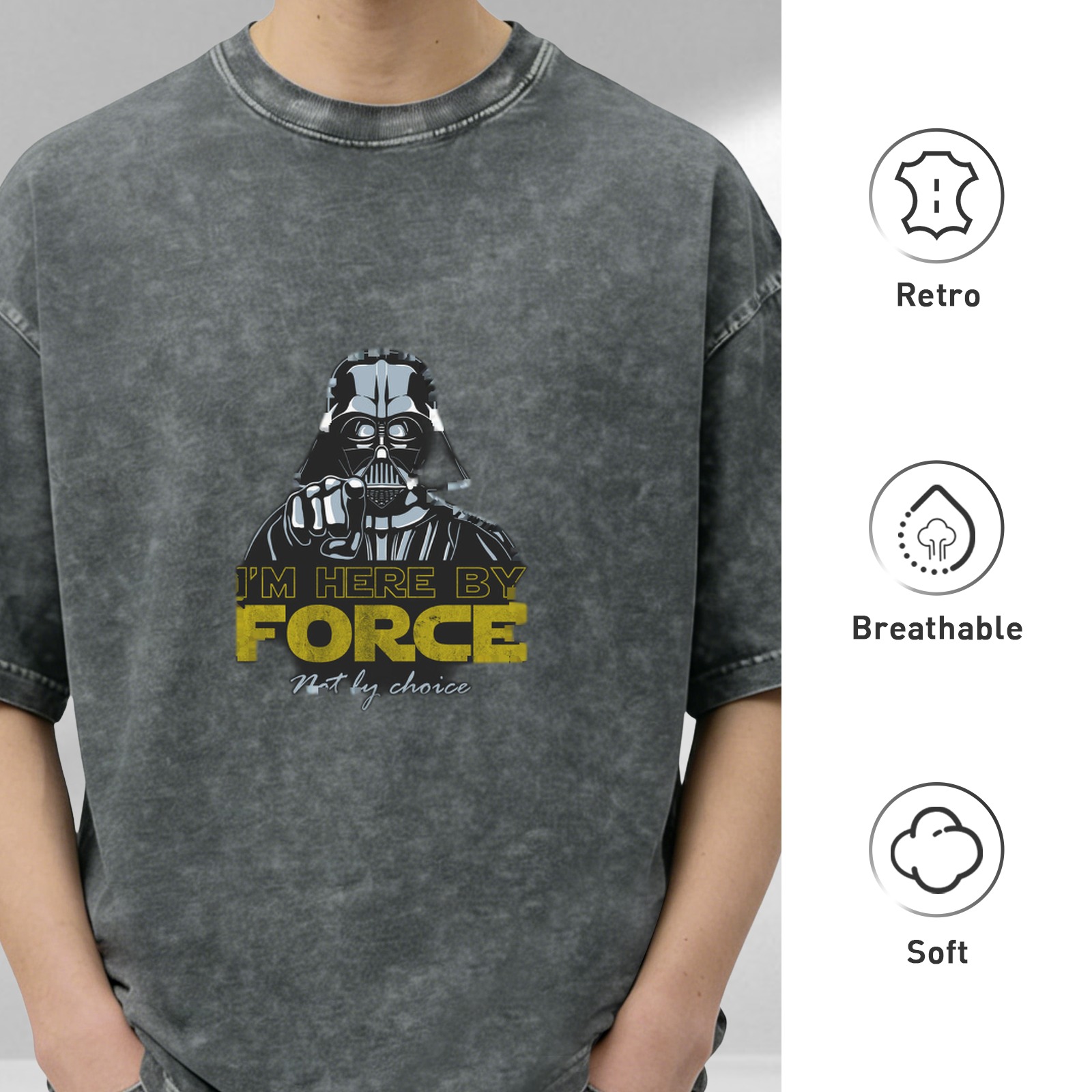Oversized Star Wars Darth Vader 'I'm Here By Force' T-Shirt