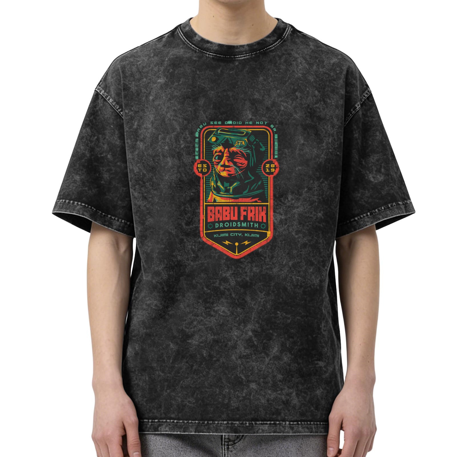 Babu Frik Droidsmith Graphic Stonewashed Black T-Shirt