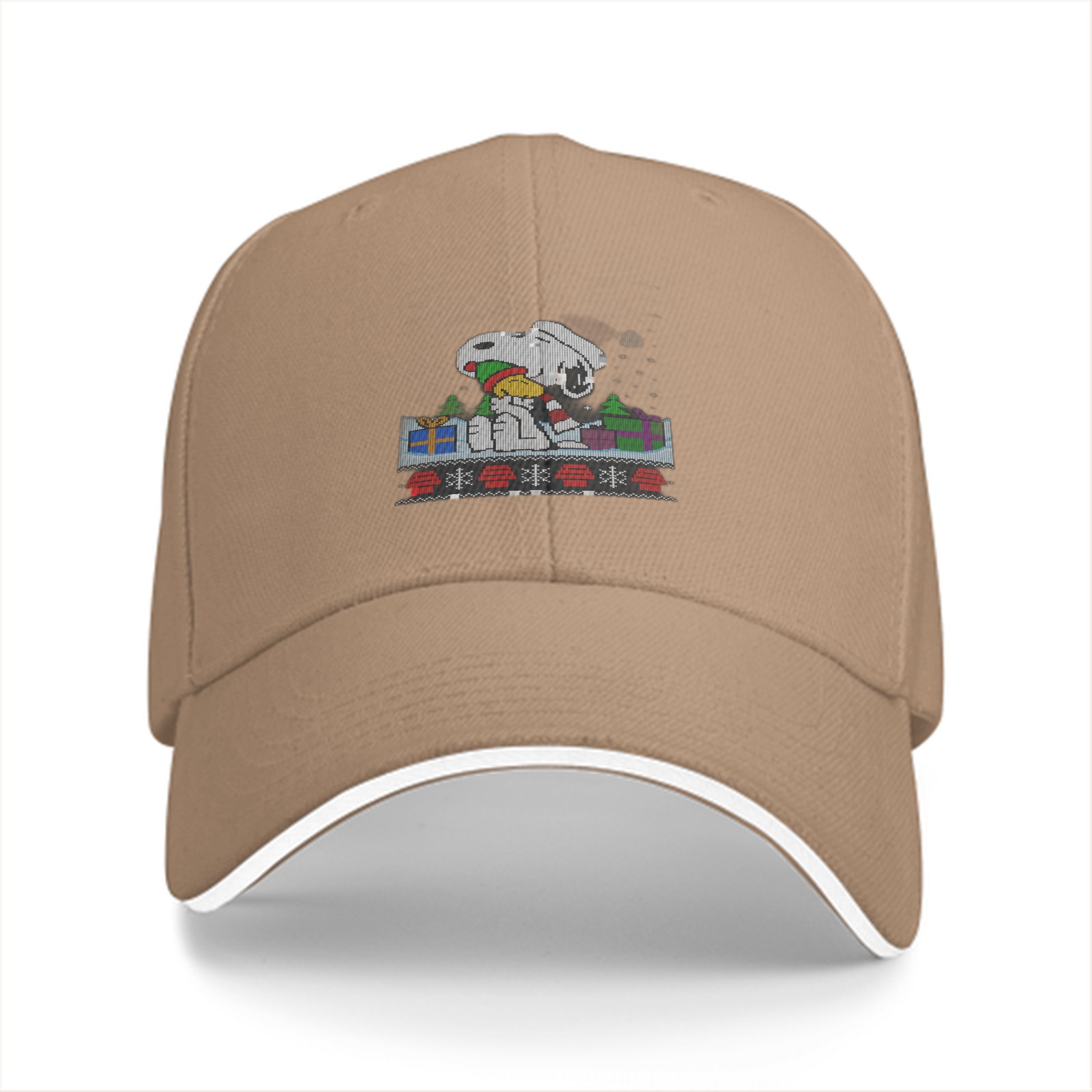 Black Baseball Cap with Snoopy Christmas Holiday Graphic