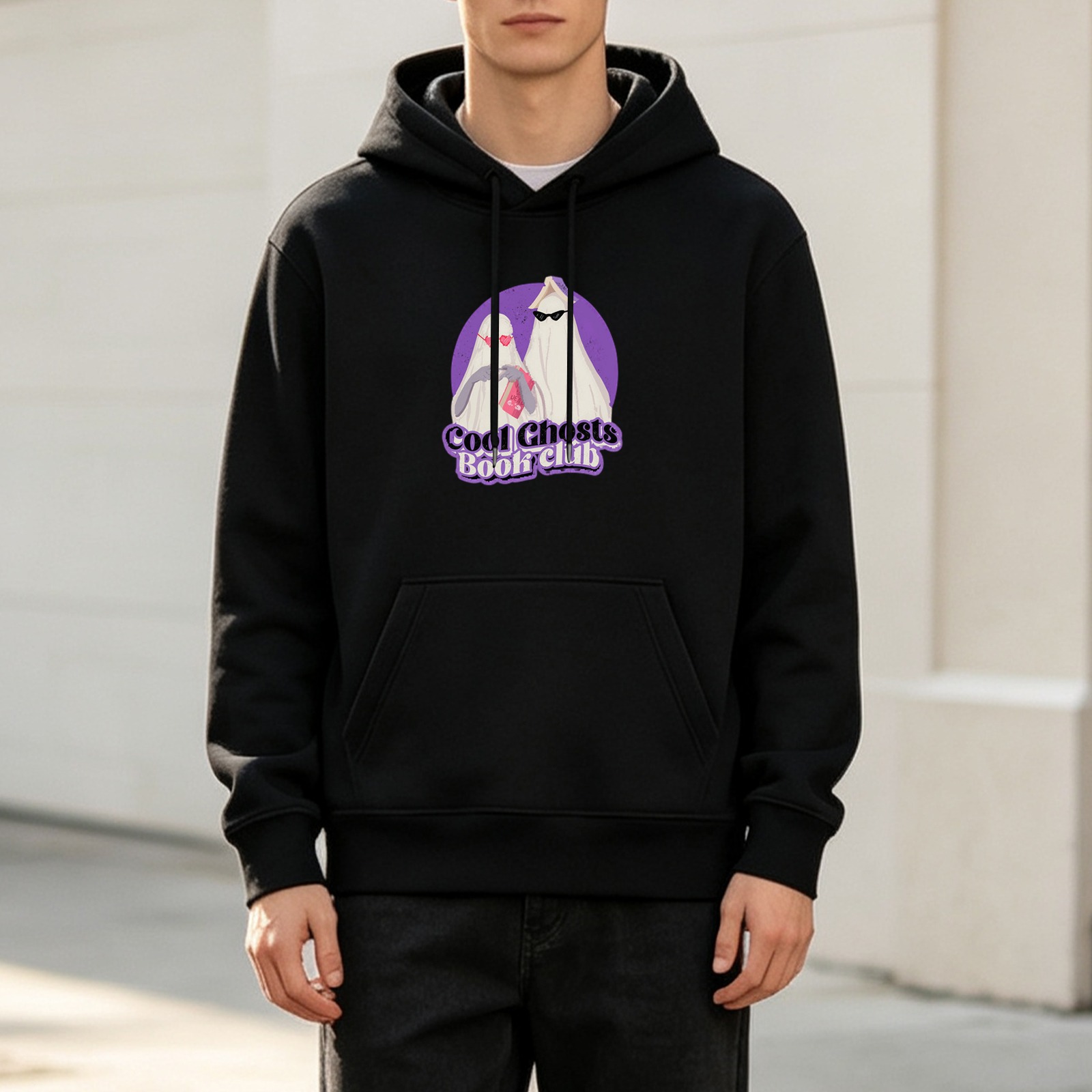 Cool Ghosts Book Club Graphic Black Hoodie