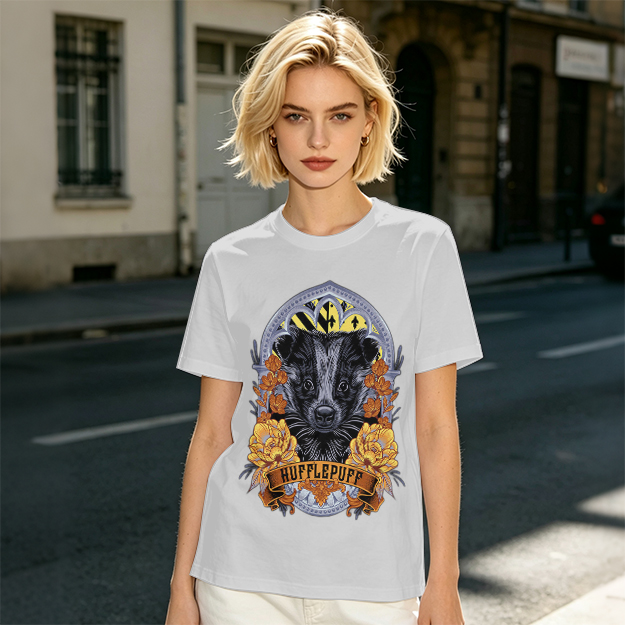 Hufflepuff Badge Graphic Olive Green T-Shirt