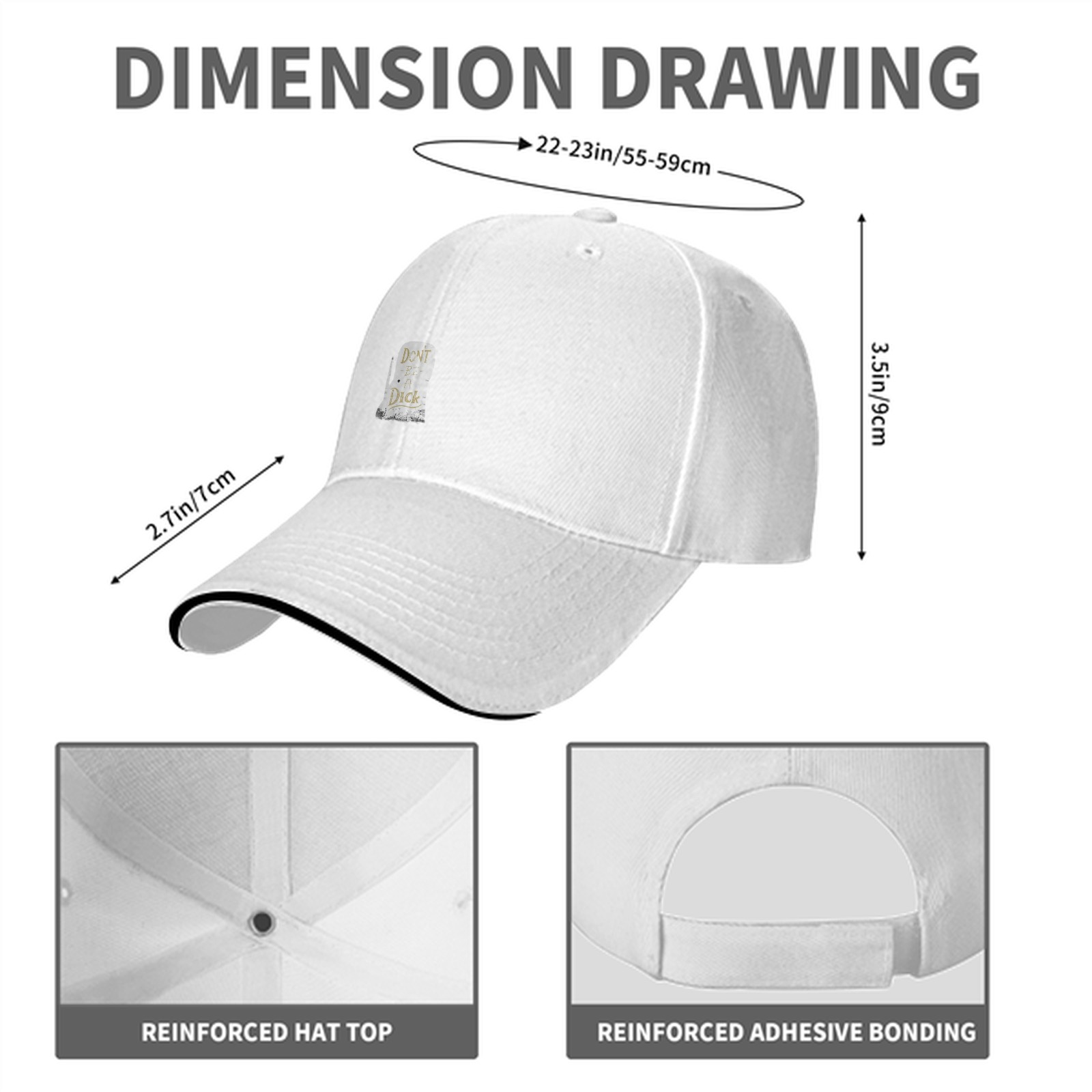 Black baseball cap with humorous tombstone graphic print
