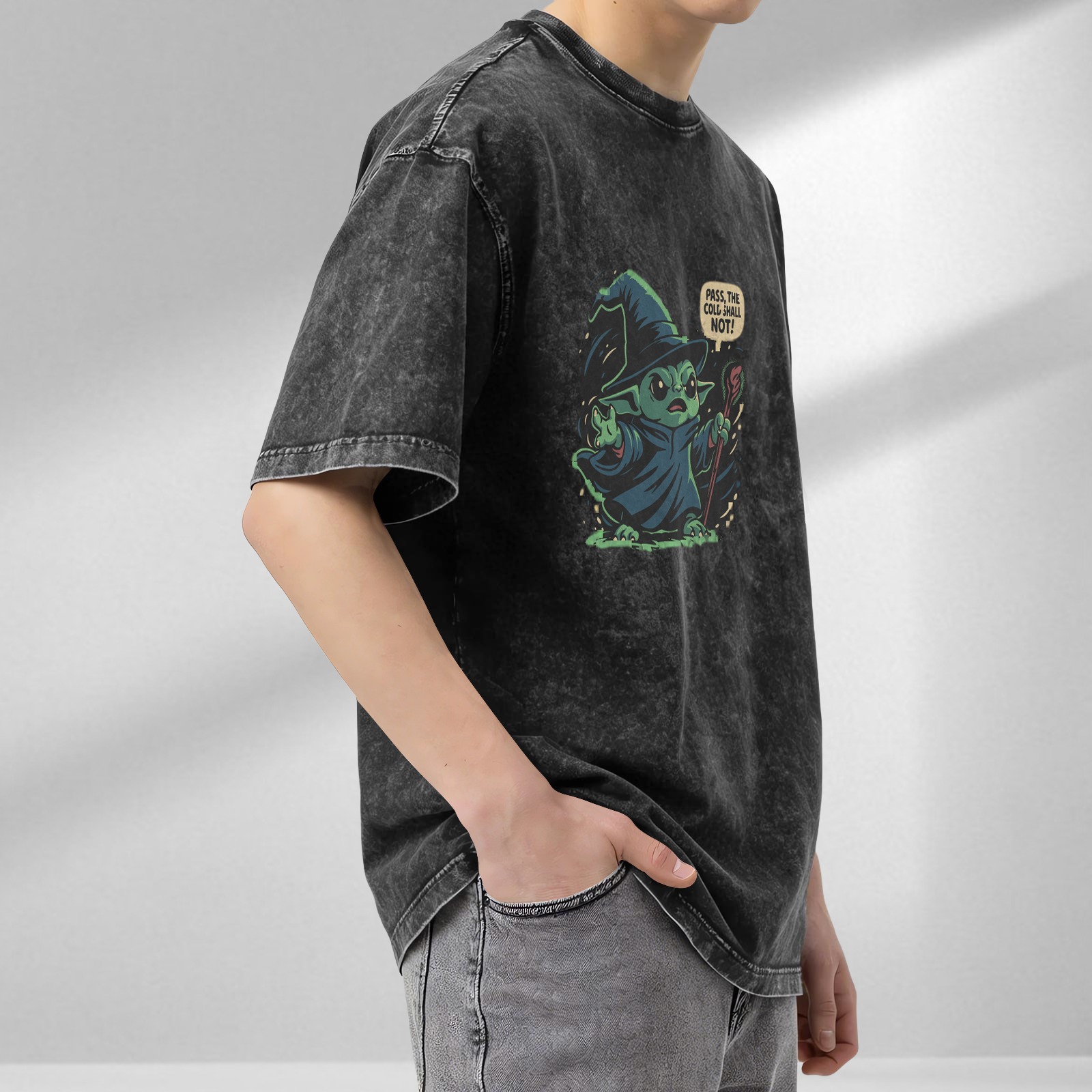Wizard Baby Yoda 'Pass The Cold Shall Not' Graphic T-Shirt