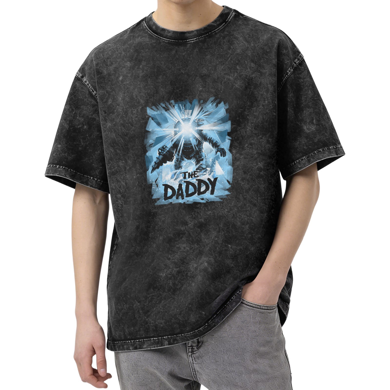 Men's Oversized Vintage Wash Graphic T-Shirt 'The Daddy' (Bioshock Big Daddy Inspired)