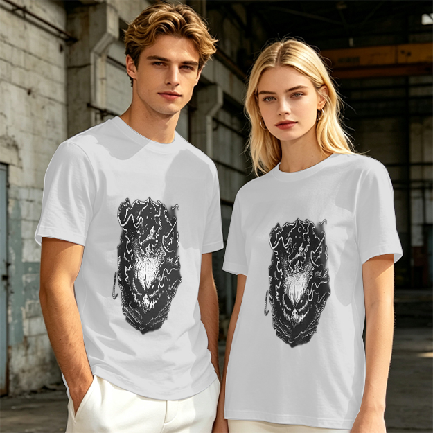 Olive Green T-Shirt with Dark Gothic Monster Graphic Print