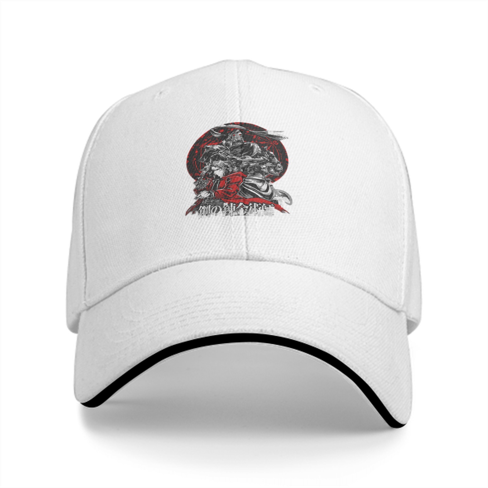 Black Baseball Cap with Fullmetal Alchemist Anime Art Print