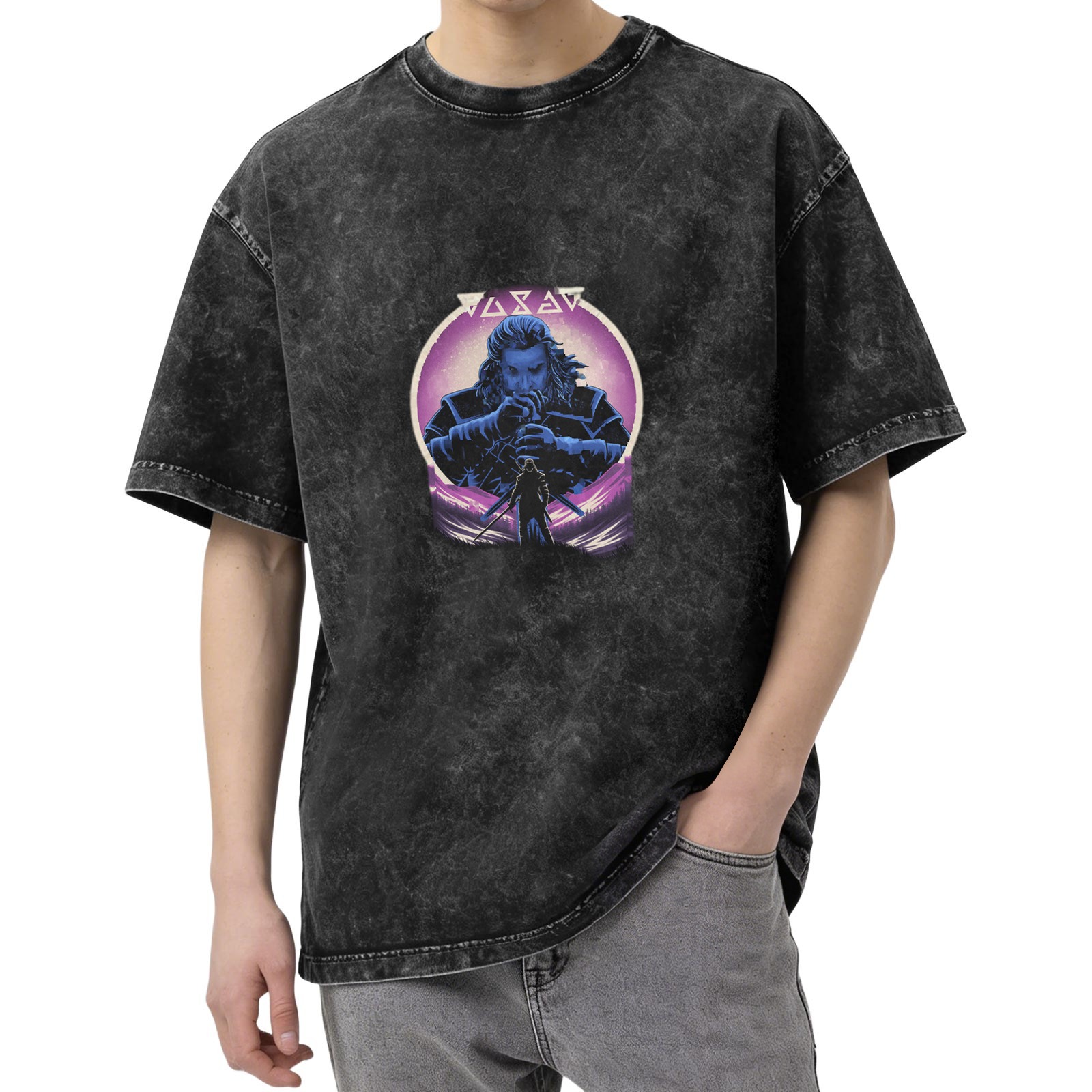 Viking Warrior Graphic Stonewashed T-Shirt