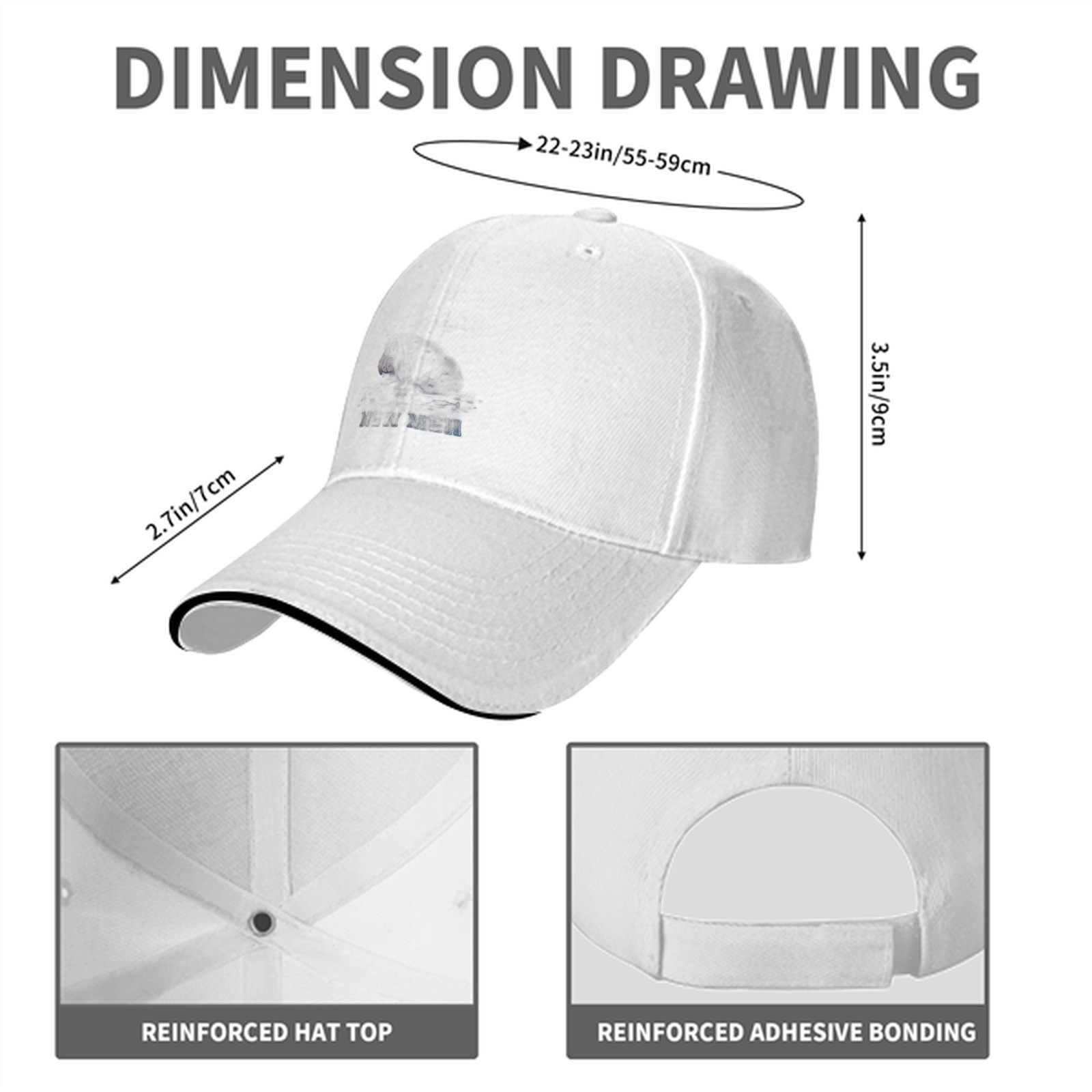 Black baseball cap with subtle dark graphic design