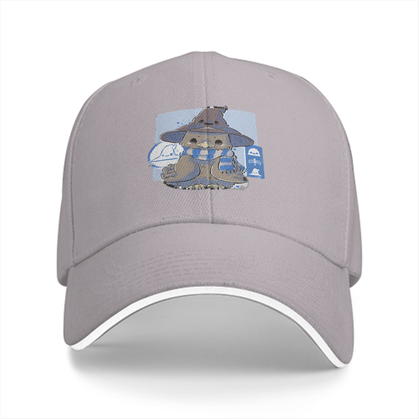 Black Baseball Cap With Cute Wizard Owl Graphic Print