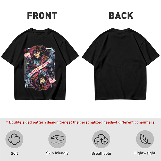 Olive T-Shirt With Gambit Kinetic Control Playing Card Art