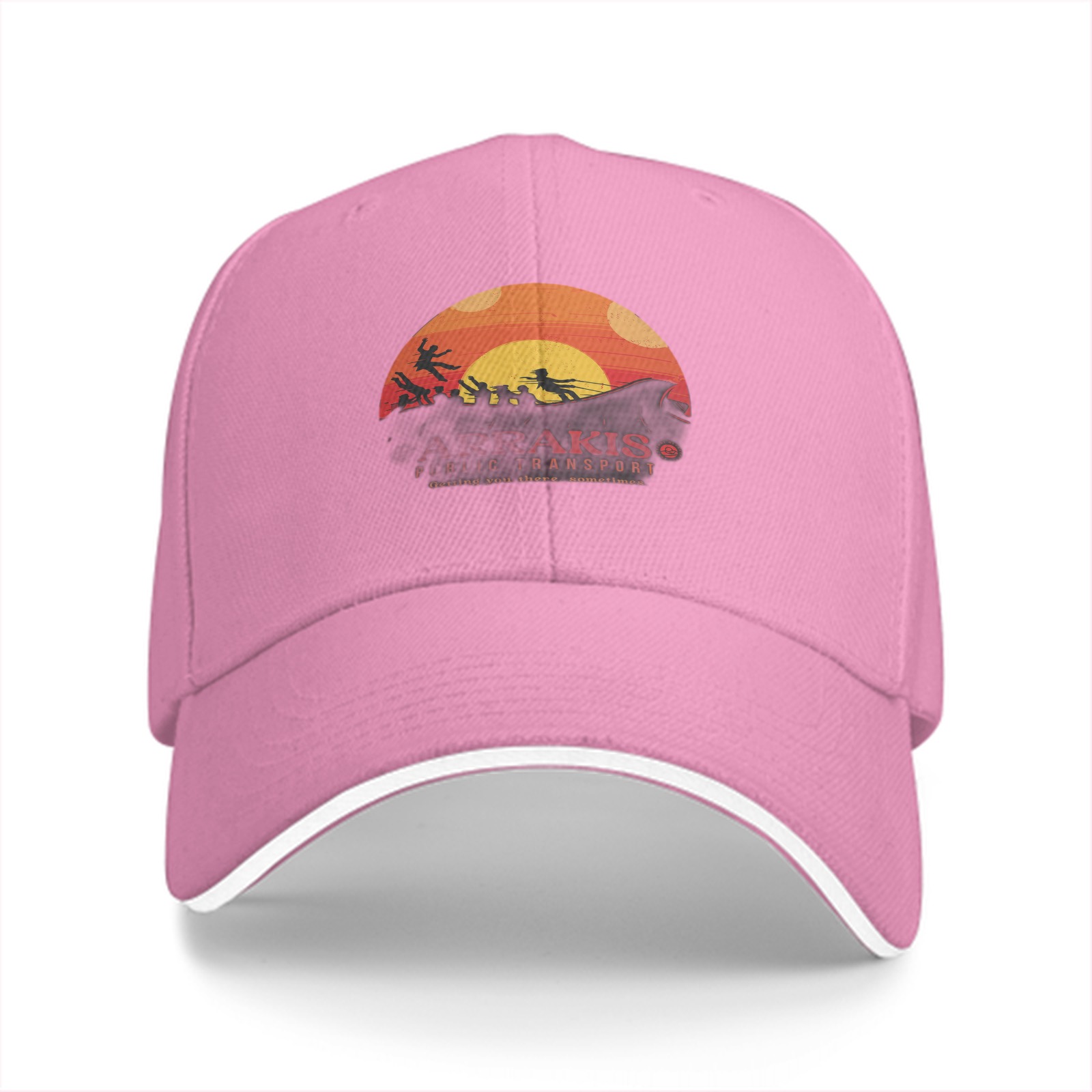 Black Baseball Cap with Sci-Fi Desert Sunset Graphic