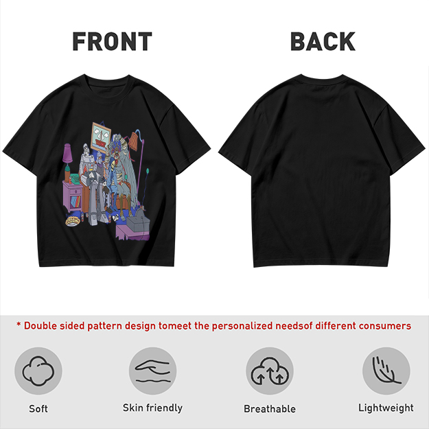 Olive T-Shirt With Quirky Room Scene Graphic Print