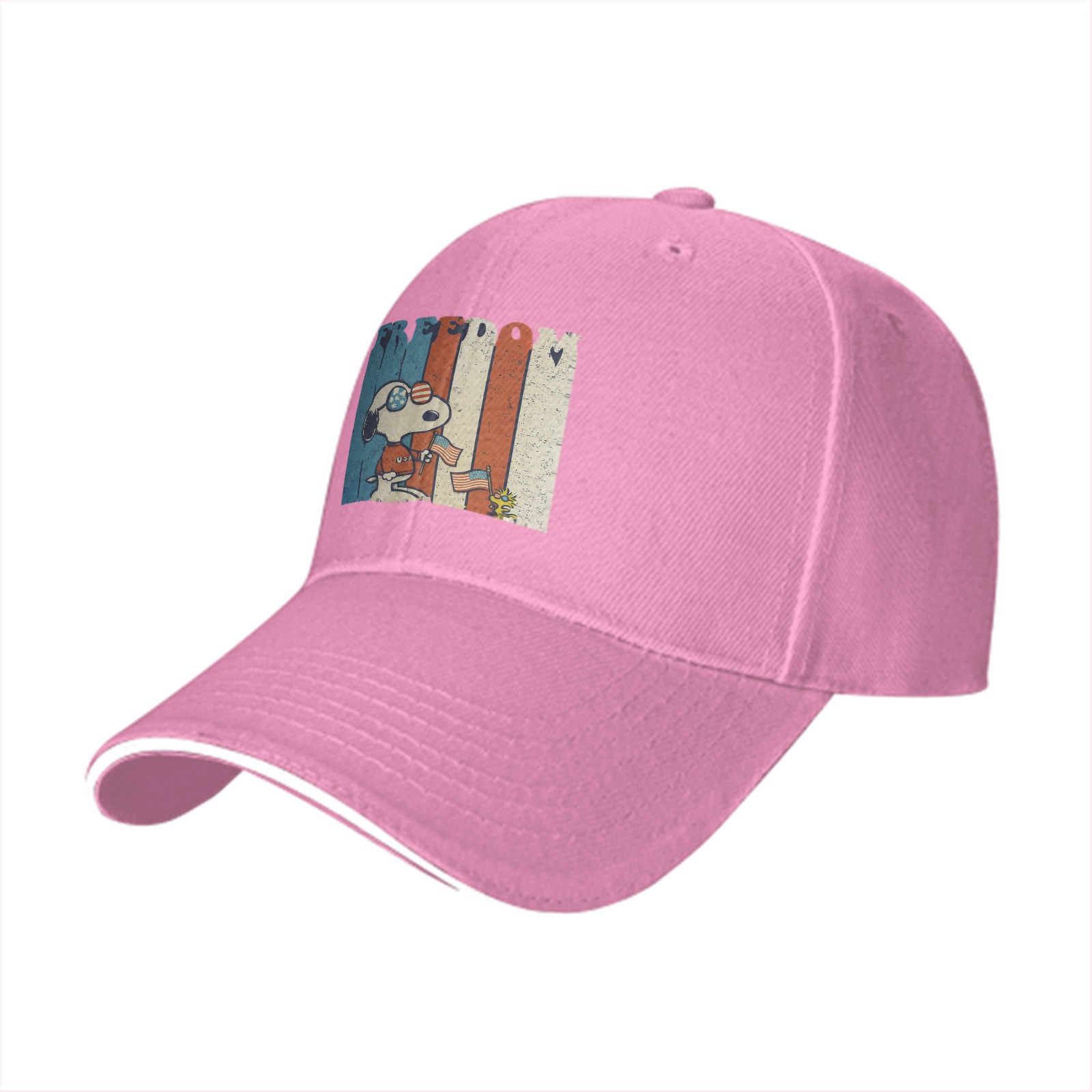 Black baseball cap with Snoopy Freedom patriotic graphic design