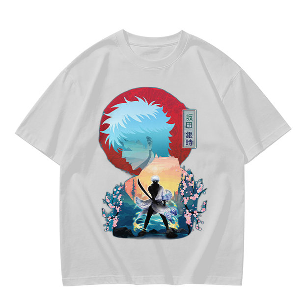 Anime samurai graphic olive green casual t-shirt