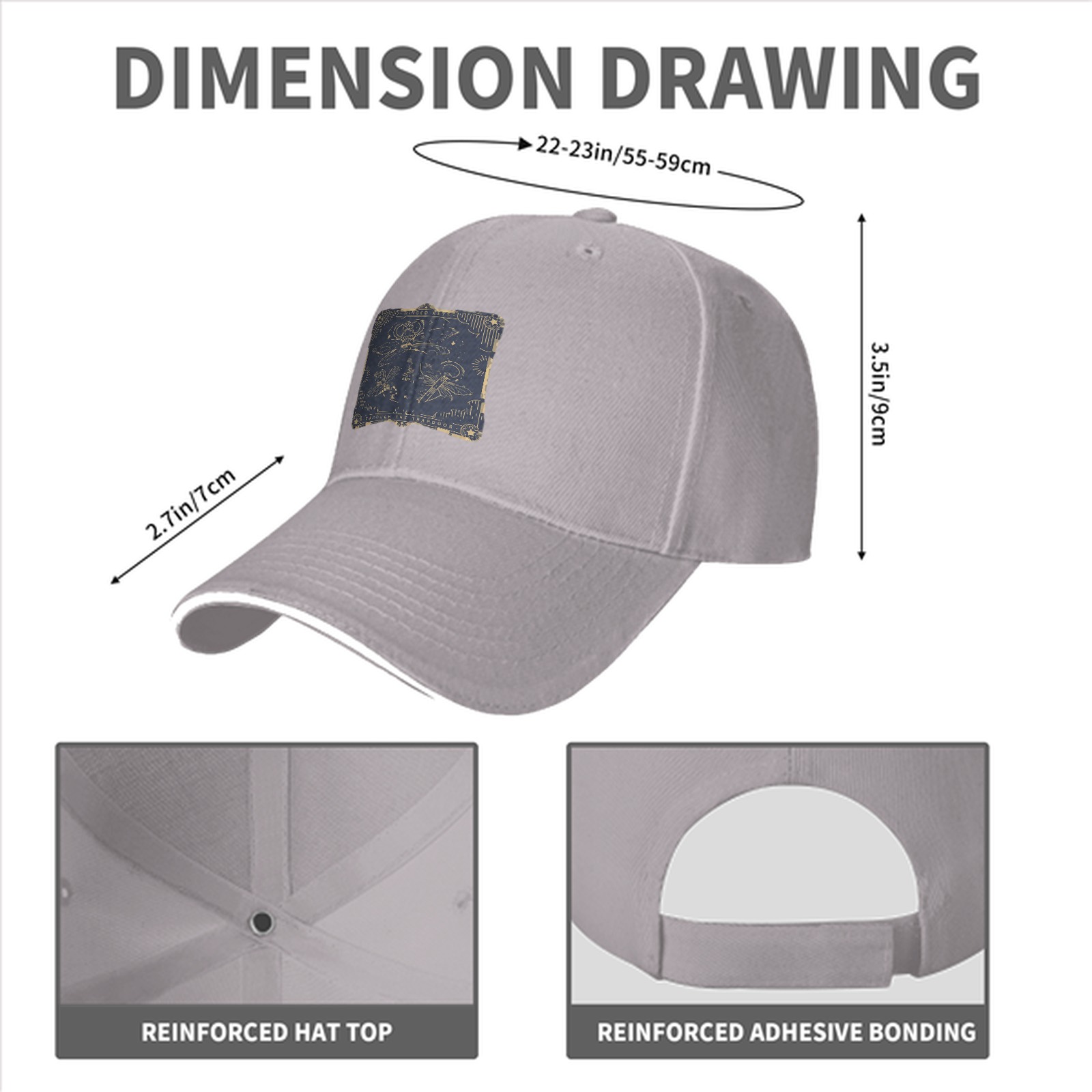 Black baseball cap with celestial line art patch
