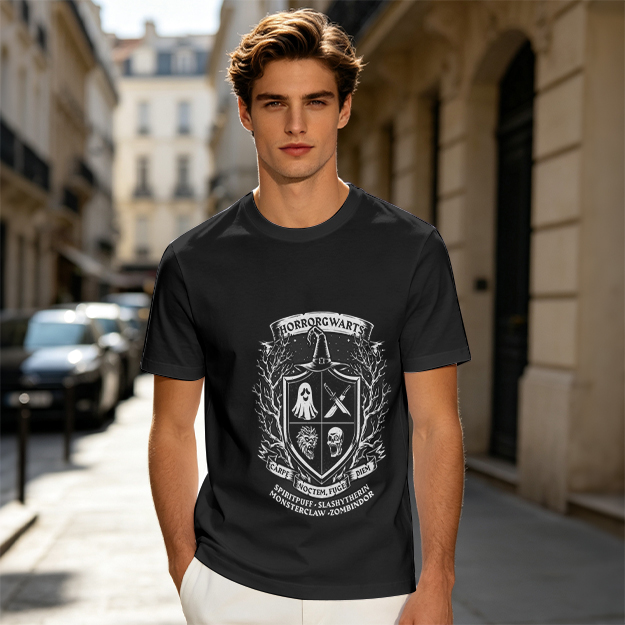 Horrorgwarts Crest Graphic Olive T-Shirt
