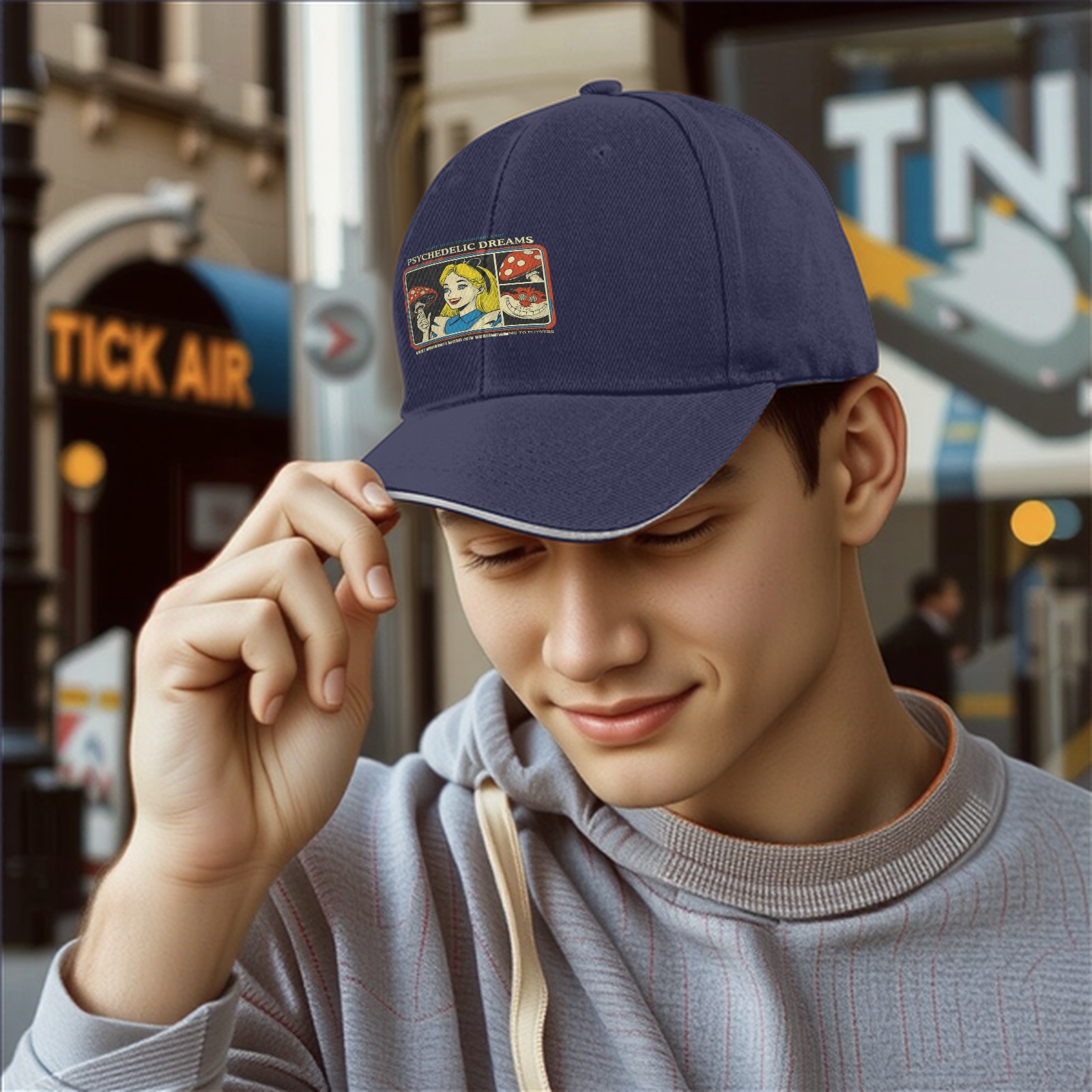 Psychedelic Dreams Alice in Wonderland Graphic Baseball Cap