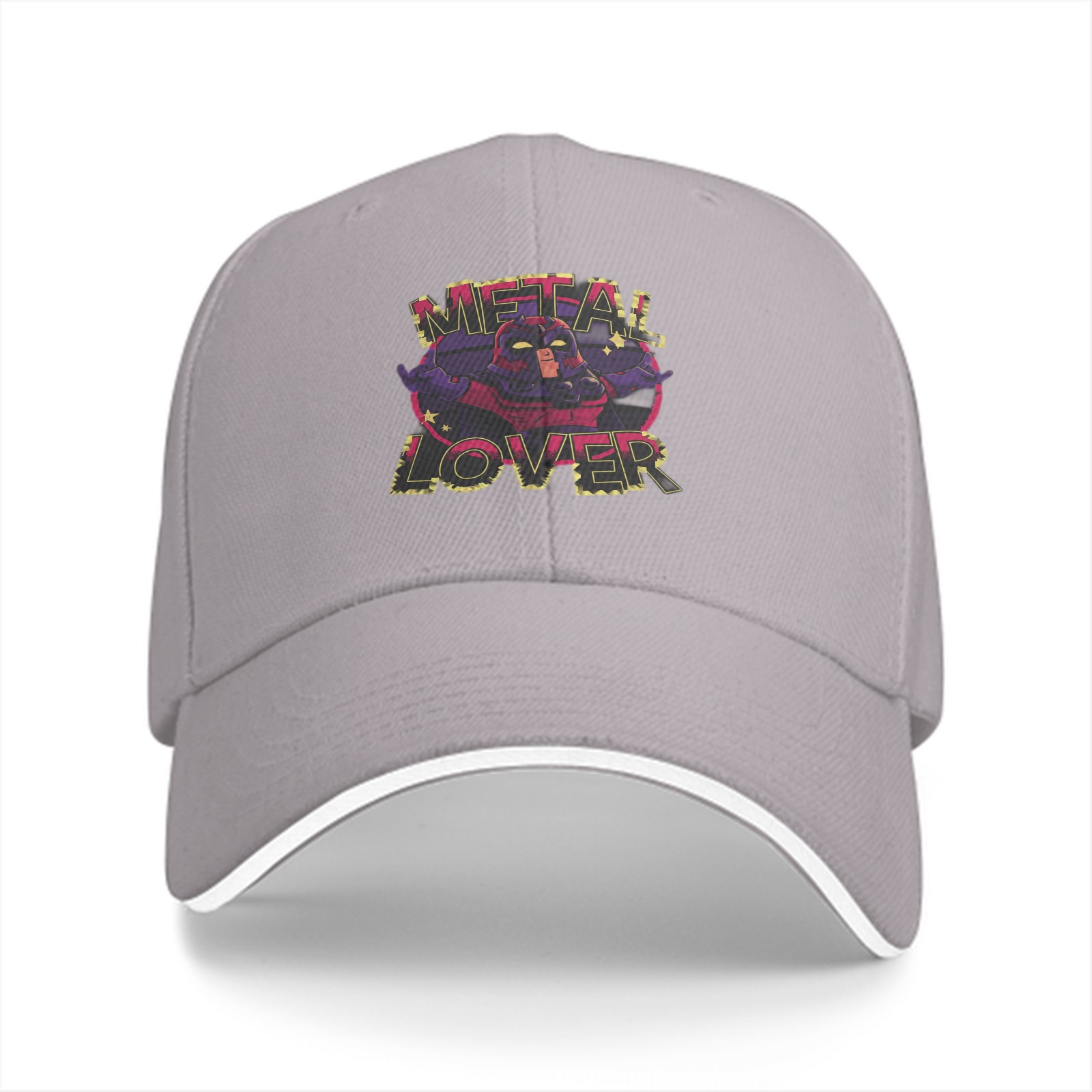 Black Baseball Cap With Metal Lover Superhero Graphic Print