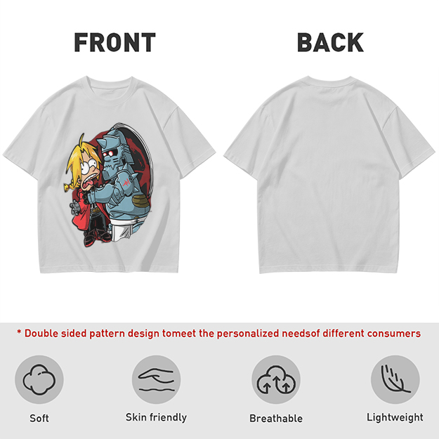 Fullmetal Alchemist Elric Brothers Cartoon Graphic T-Shirt