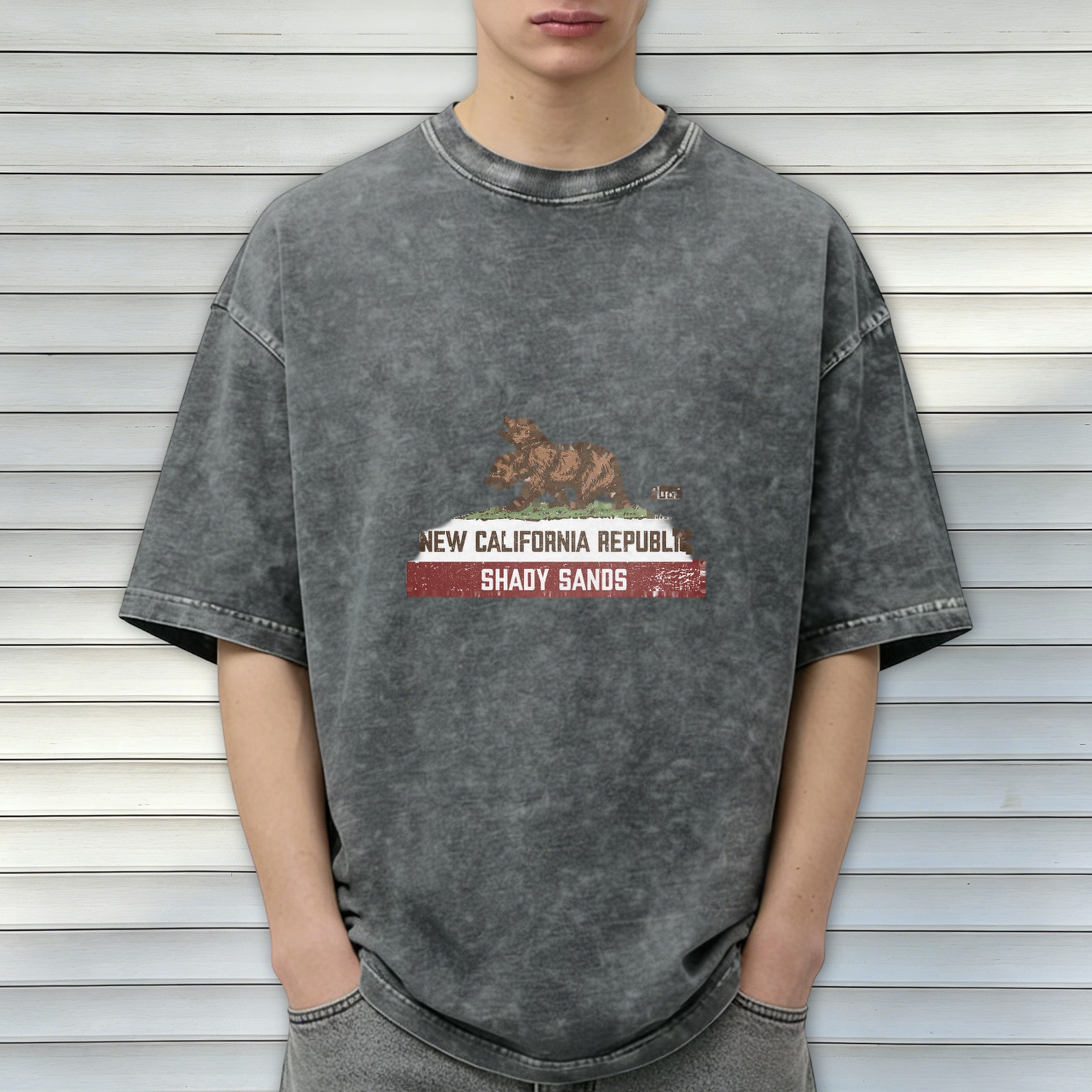 New California Republic Shady Sands Fallout Themed Vintage Wash T-Shirt