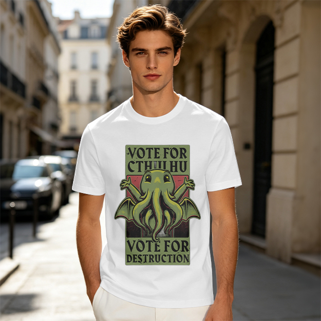 Vote For Cthulhu Funny Graphic T-Shirt Design
