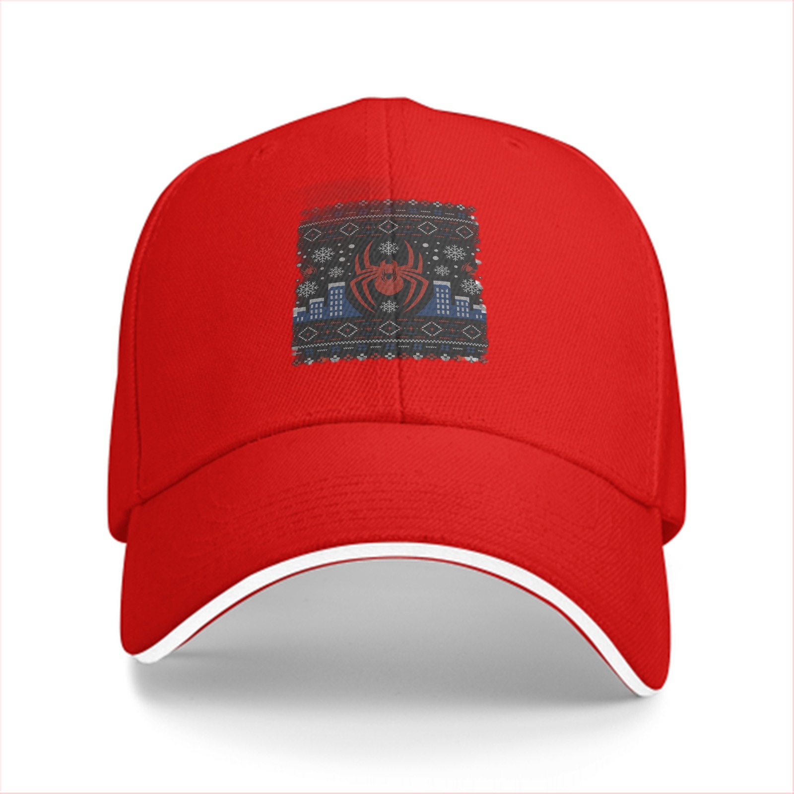 Black Baseball Cap with Spider-Man Ugly Christmas Sweater Print