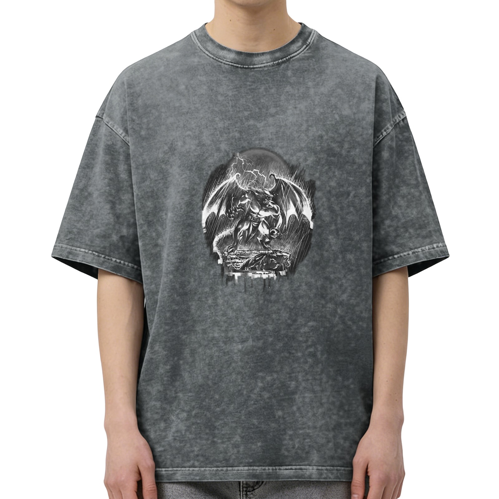 Distressed Black Devil Print Short Sleeve T-Shirt