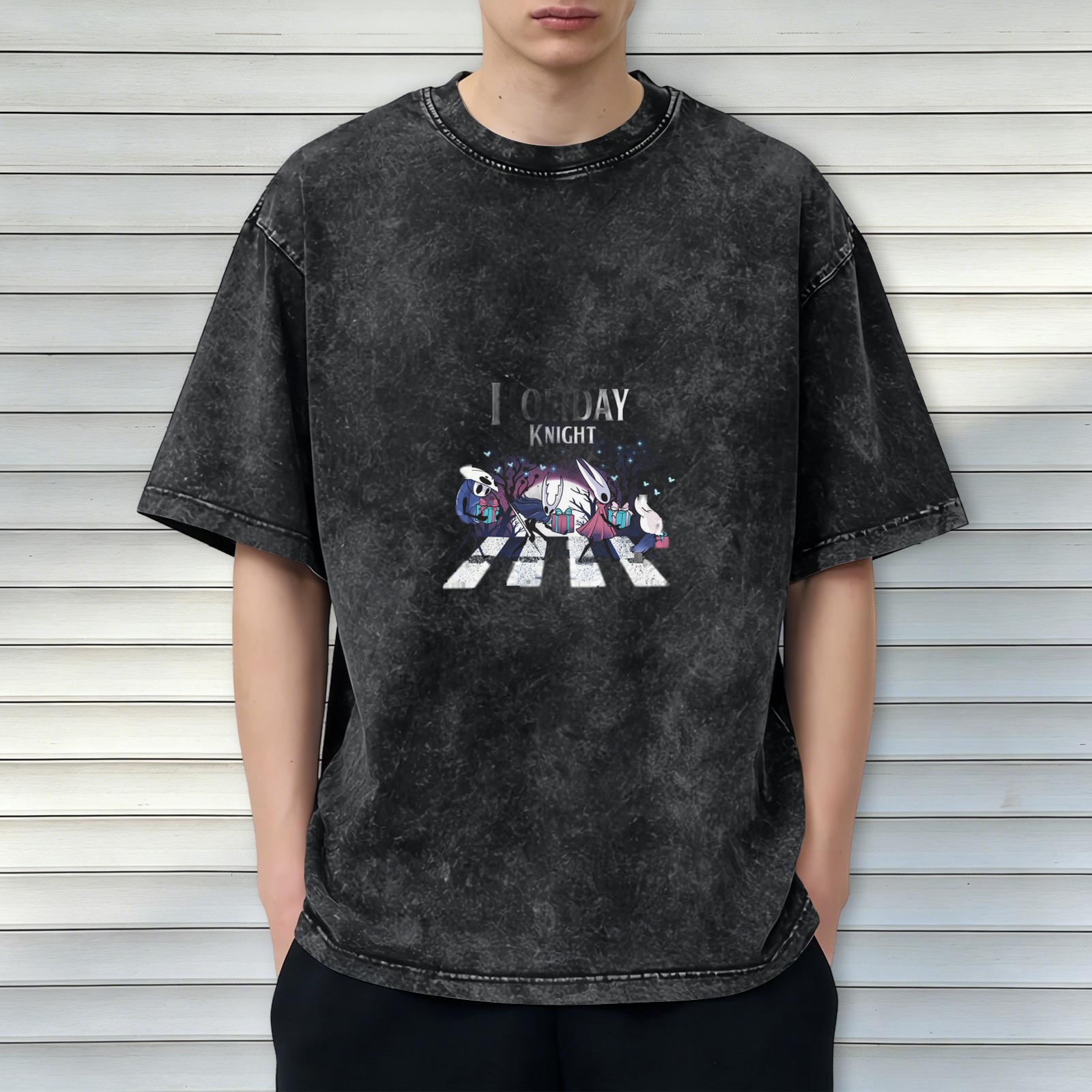 Hollow Knight Holiday Abbey Road Graphic Dark Wash T-Shirt