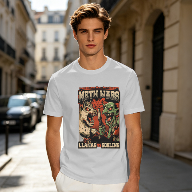 Meth Wars Llamas vs Goblins Graphic T-Shirt